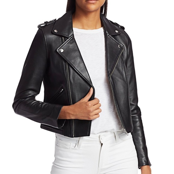 Maje Moto Leather Jacket - Black - Picture 1 of 8